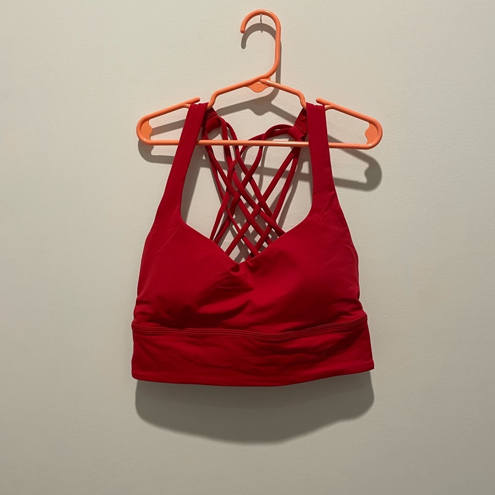 Red Lululemon free to be wild sports bra